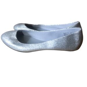 Y2K Lower East Side Silver Flats Size 8 Chelsea Ballet Shoes Silver Glitter